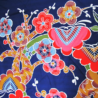 染紅型大風呂敷(自遊布・松竹梅・紺)