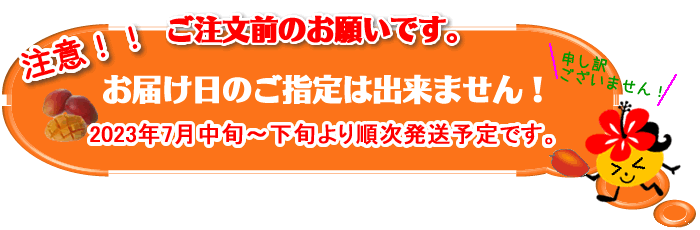 注意！ご注文前のお願いです。お届け日のご指定は出来ません！申し訳ございません。２０２３年７月中旬〜８月上旬より順次発送予定です。