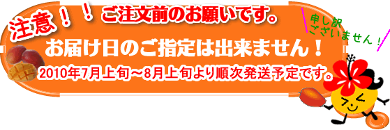 ご注文前のお願いです。お届け日のご指定はできません!申し訳ございません。09年7月上旬より順次発送予定です。