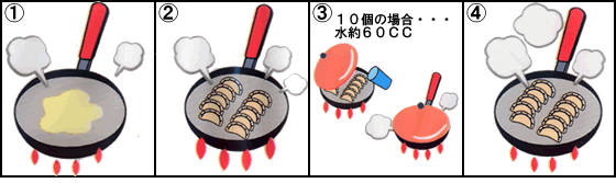 島唐辛子入りひとくち餃子のおいしい焼き方画像