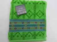 花織り柄　朱子織ミニタオル（緑）