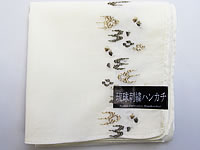 琉球刺繍ハンカチ（絣柄・オフホワイト）